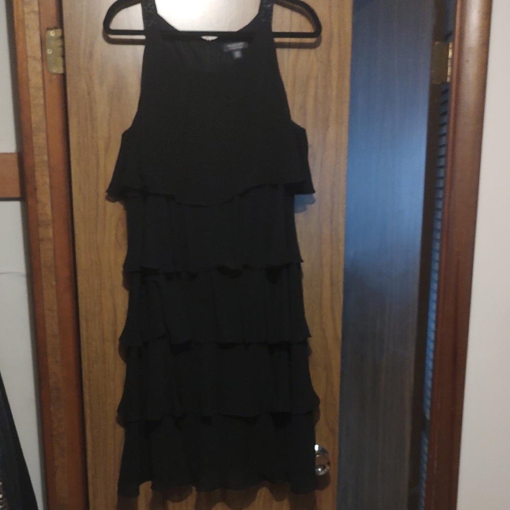 dressbarn Black Layered Midi Dress